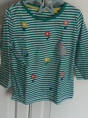 🌿🐰 Mini Boden Embroidered Bunny & Floral Top – Size 5–6Y 🐰🌿